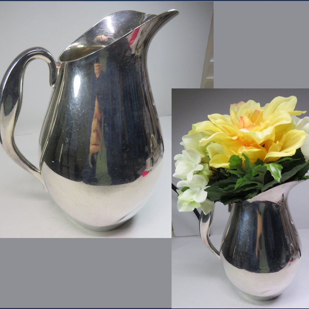 Reed & Barton Silver Plated Pitcher & Yellow Flowers farmhouse NOT FOOD SAFE